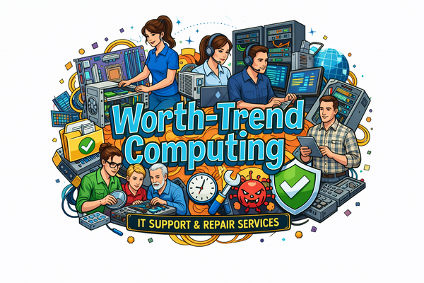 Professional computer technician providing remote support services